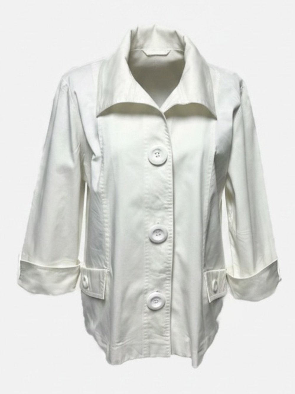 westbound Off White Jacket 3/4 Sleeve Cotton Blend Button Front Pockets size L